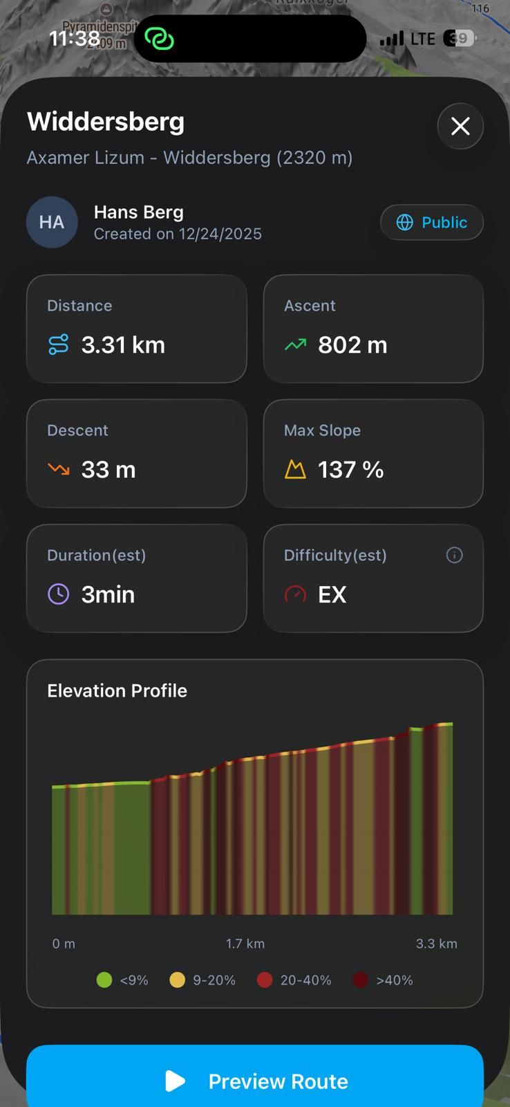 innmaps mobile app showing the map view with route planning tools