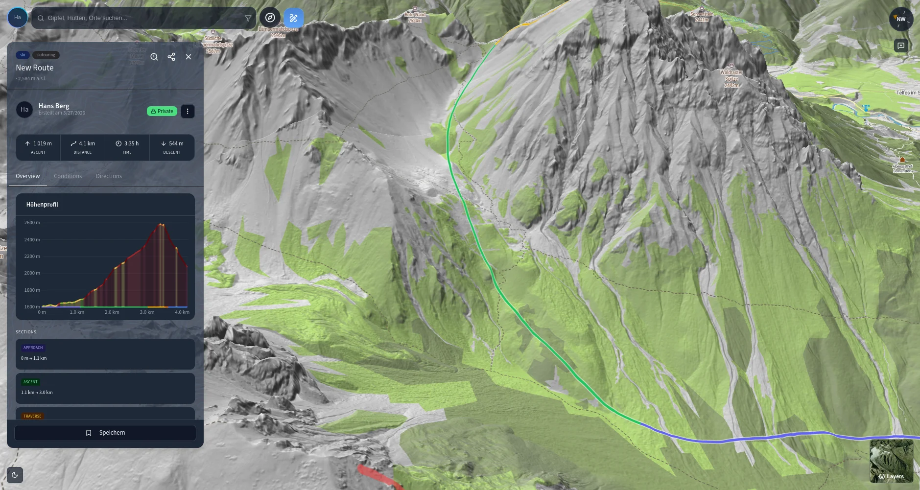 Route sections in the new editor